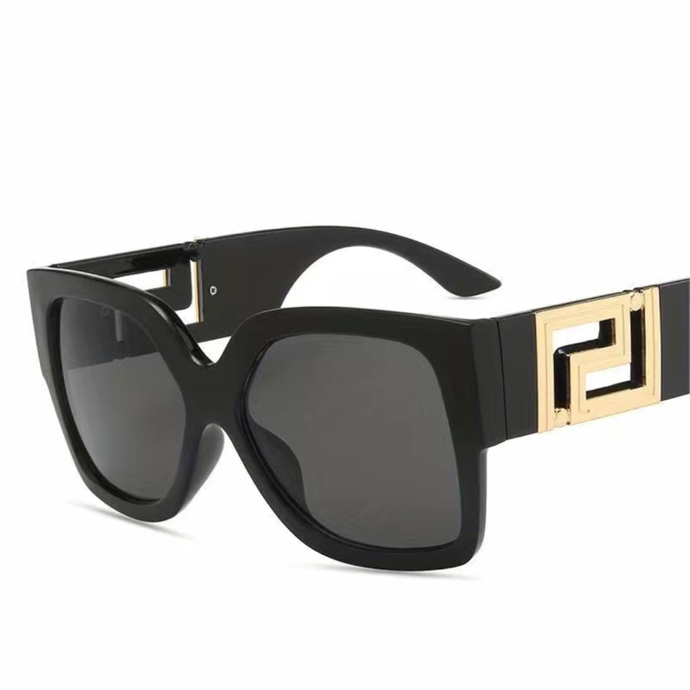 Oversized Square Sunglasses with Gold Luxe Accents - Picture 3 of 6
